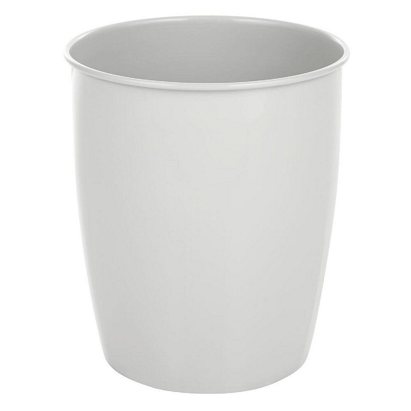 mDesign Small 1.5 Gallon Round Bathroom Wastebasket Garbage Bin, Light Gray