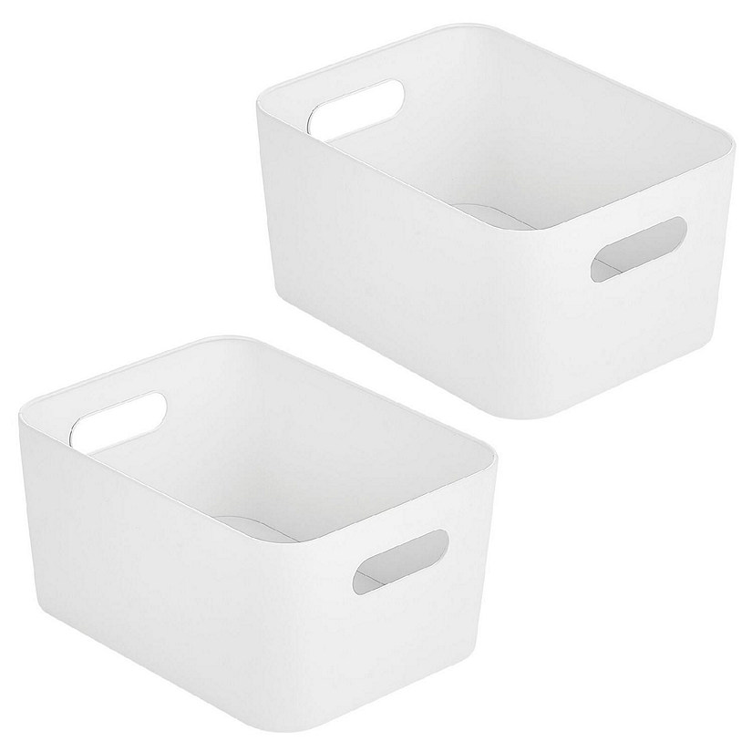 mDesign Small Plastic Storage Container Bin with Handles