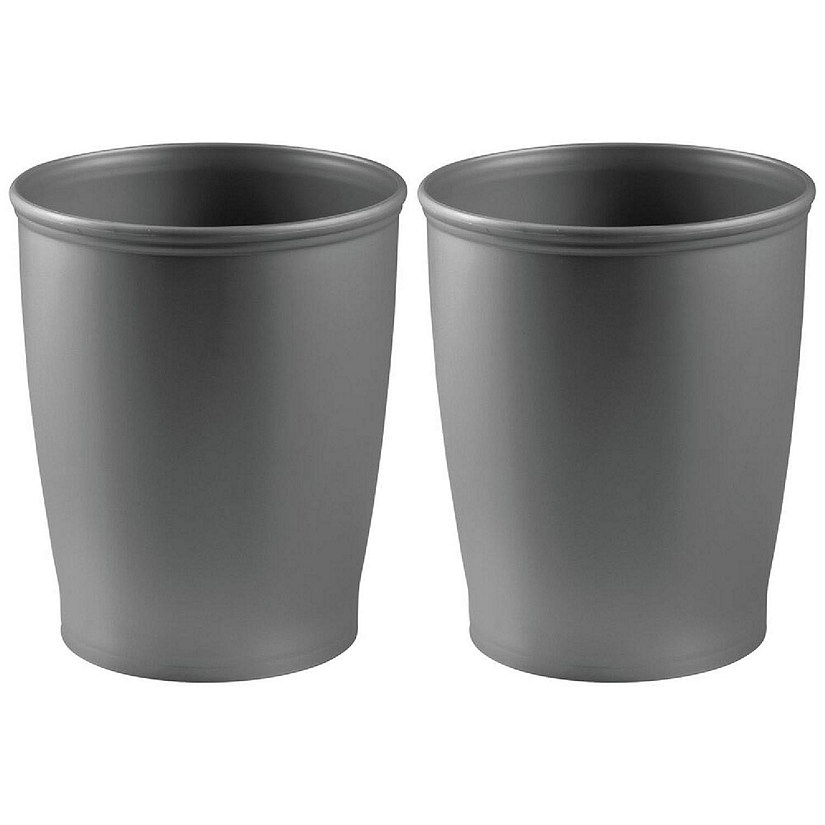 mDesign Small Plastic Oval Trash Can Garbage Wastebasket Black