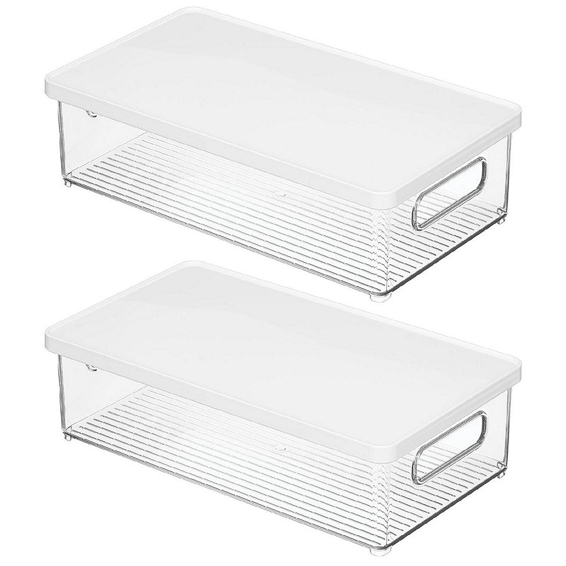 mDesign Small Plastic Bathroom Storage Bin Box, Handles/Lid, 2 Pack