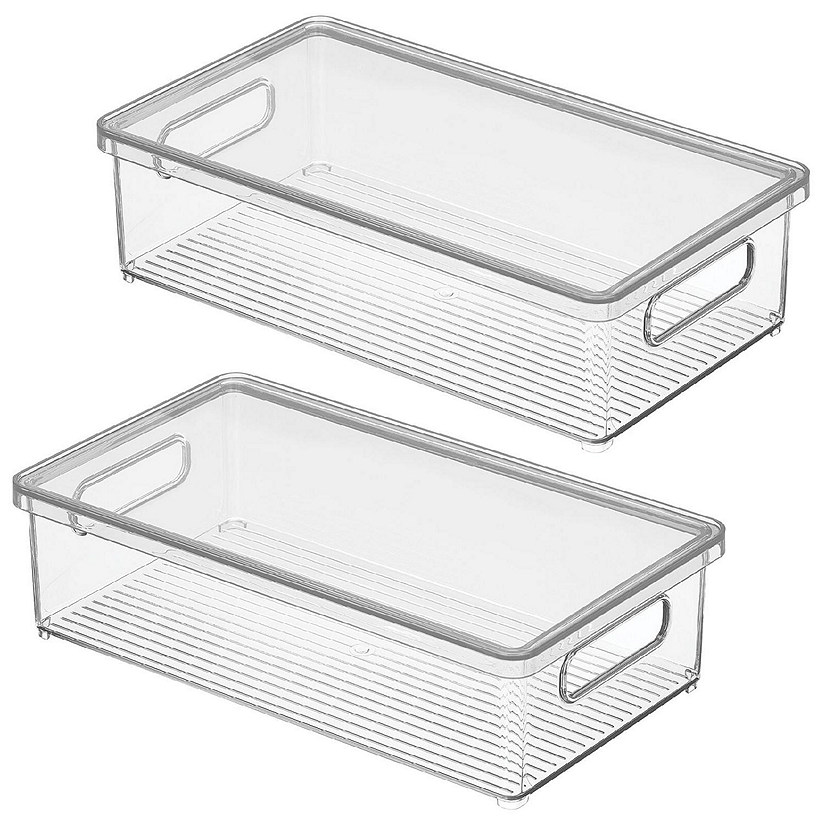 mDesign Small Plastic Kitchen Storage Container Bin with Handles, 2 Pack,  Clear 