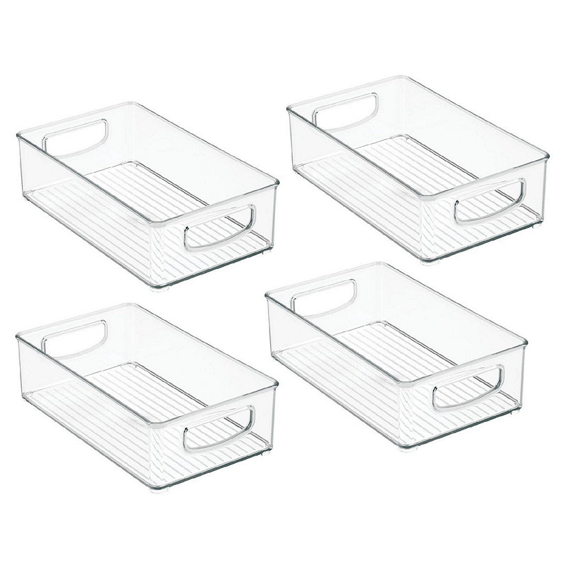 mDesign Small Plastic Kitchen Storage Container Bin with Handles, 4