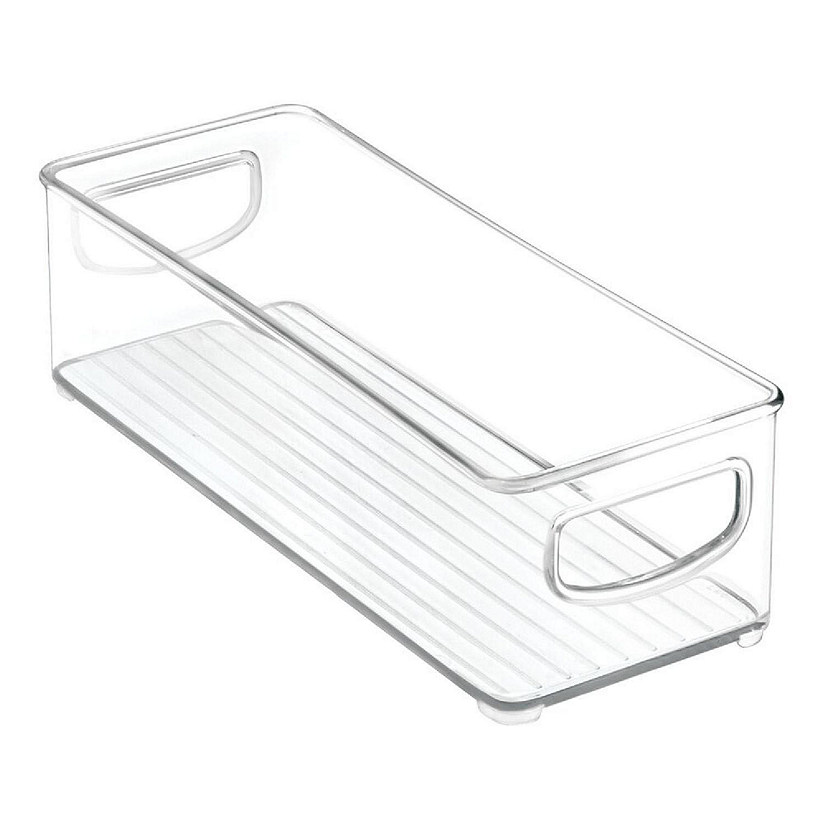 mDesign Small Plastic Office Storage Container Bin with Handles, 4 Pack - Clear