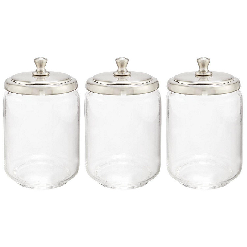 Mdesign Small Round Glass Apothecary Storage Canister Jars, 3 Pack