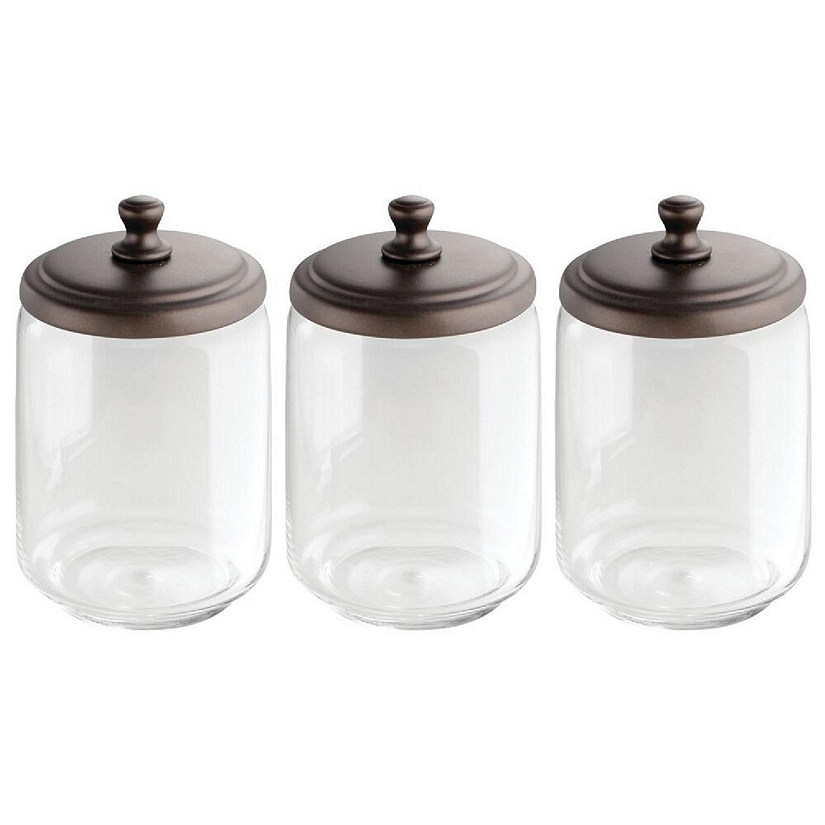 Clear Glass Decorative Jars with Wood Lids (Set of 3)