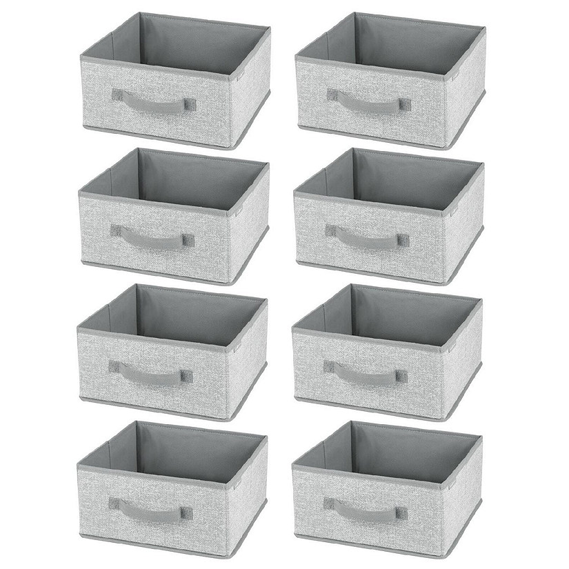 mDesign Soft Fabric Closet Organizer Box with Front Pull Handle, 8 Pack