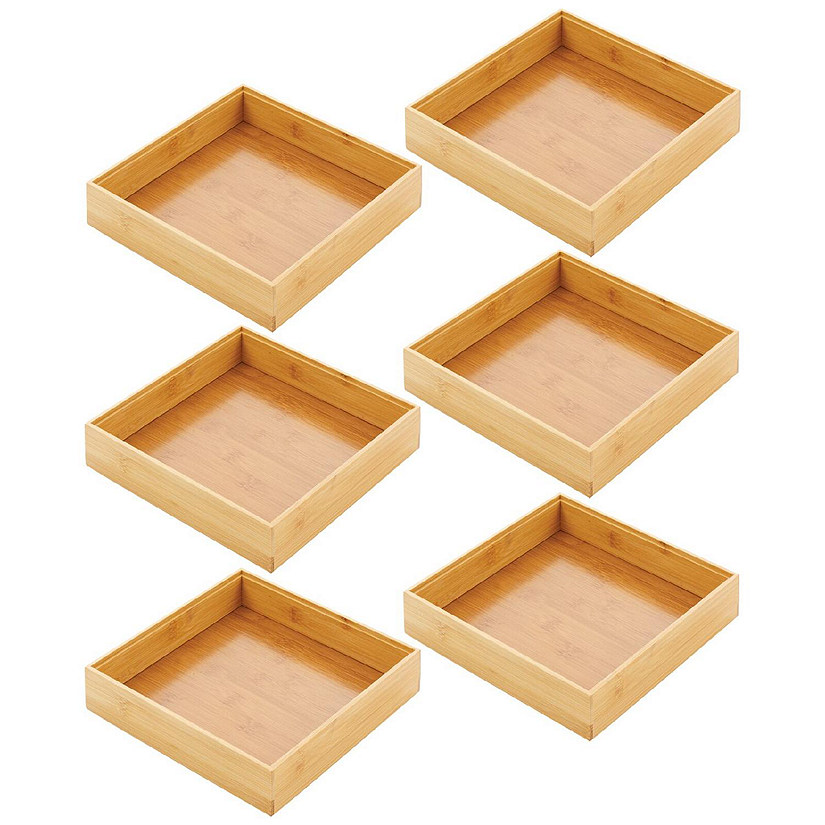 mDesign Wooden Bamboo Office Drawer Organizer Box Tray, Stackable