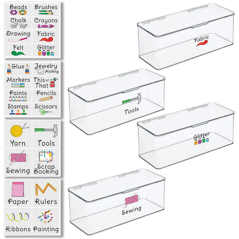 mDesign Plastic Arts and Crafts Organizer Storage Bin Container