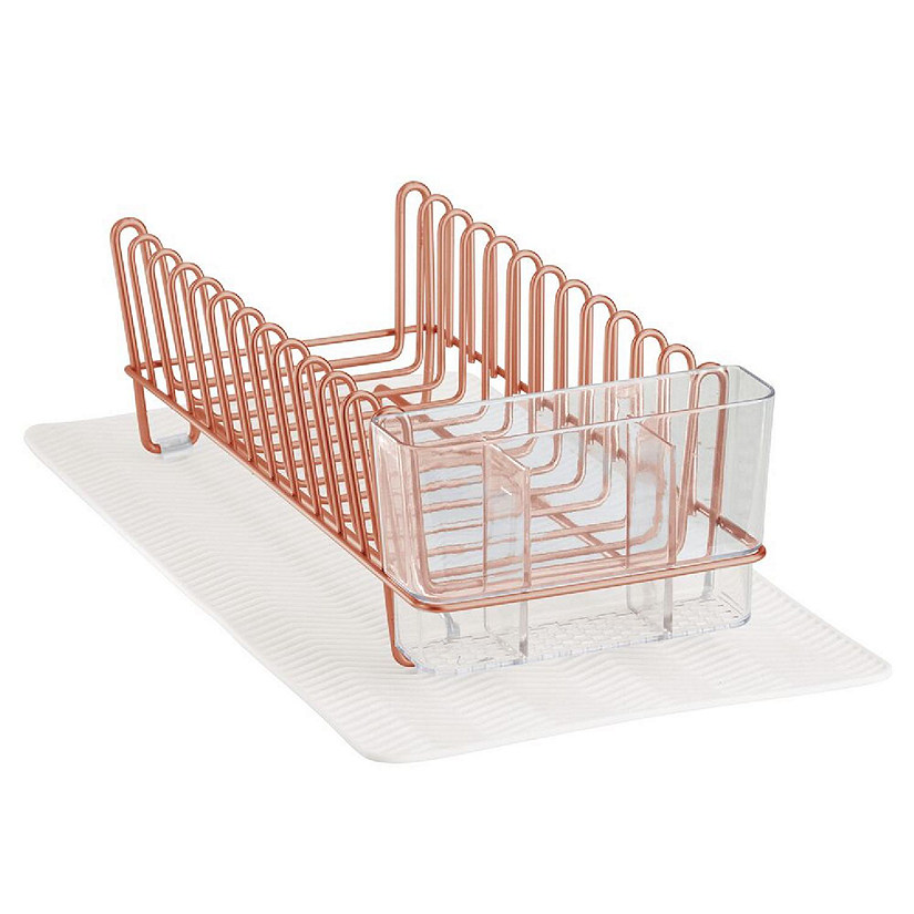 Copper Wire Kitchen Dish Plate Drying Rack with Utensil Holder