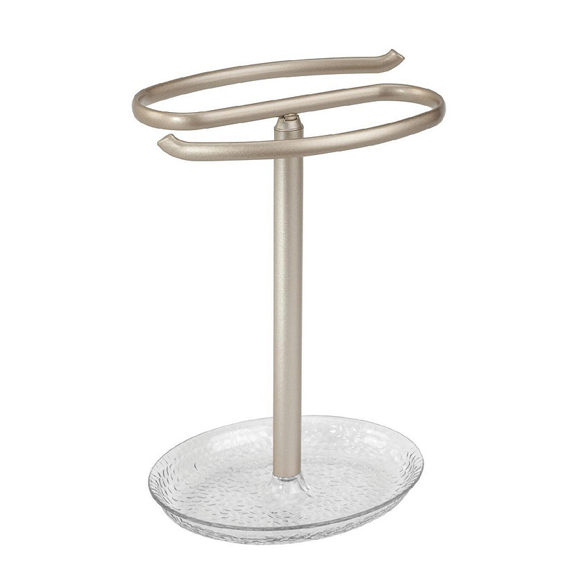mDesign Steel Fingertip Towel Rack Holder Stand with Base Tray Clear/Satin