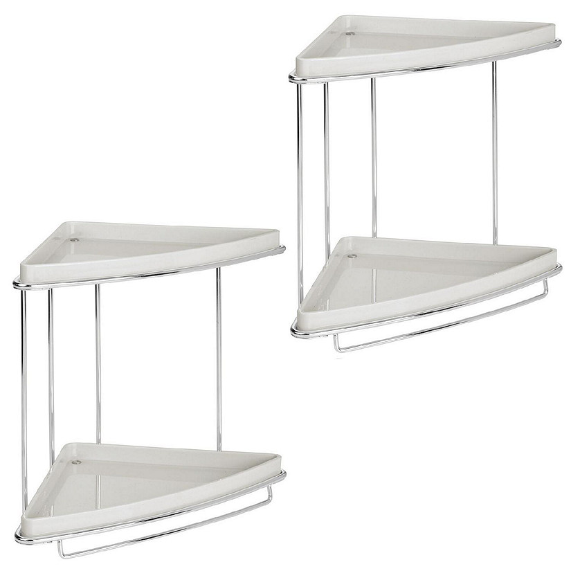 mDesign Steel/Plastic 2-Tier Bathroom Organizer Shelf - 2 Pack, Light Stone  Gray