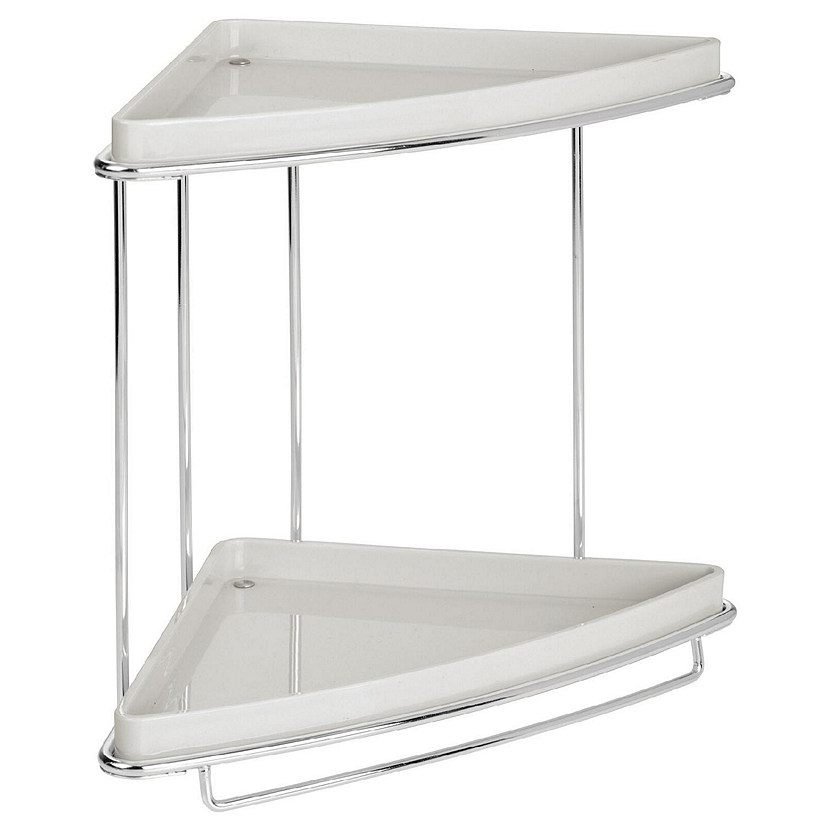 mDesign Steel/Plastic 2Tier Freestanding Bathroom Organizer Shelf