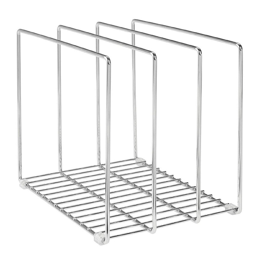 mDesign Steel Storage Tray Organizer Rack for Kitchen Cabinet - Chrome