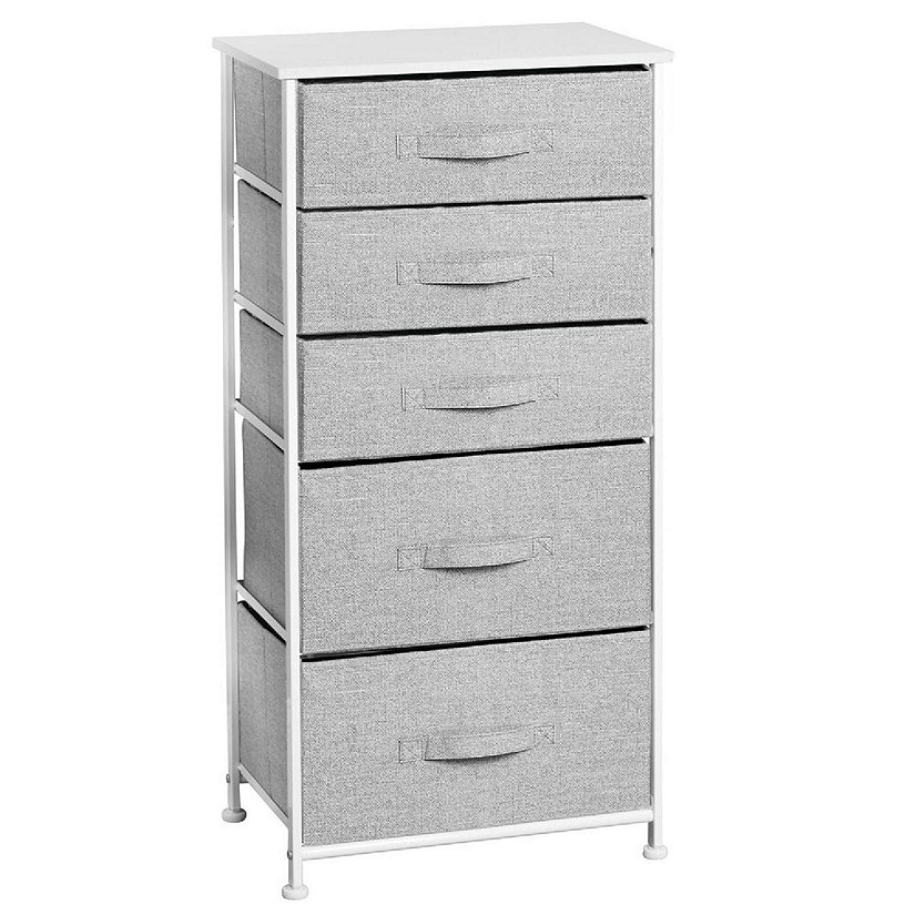 mDesign Tall Drawer Organizer Storage Tower with 5 Fabric Drawers