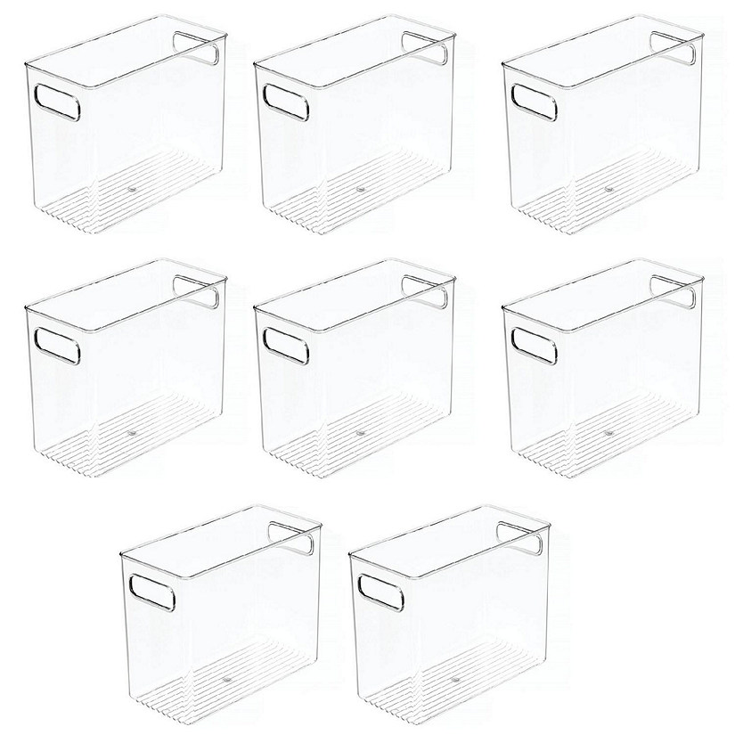 mDesign Tall Plastic Bathroom Organizer Bin with Handles 8 Pack