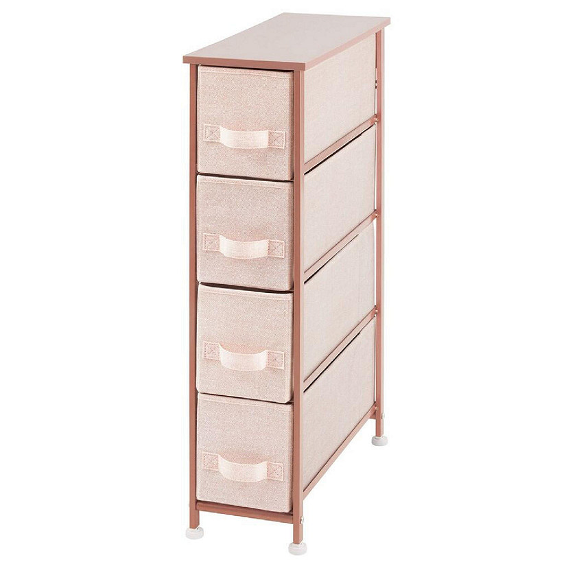 Mdesign Tall Slim Dresser Storage Cabinet 4 Fabric Drawers Pink Rose Gold~14284058$NOWA$