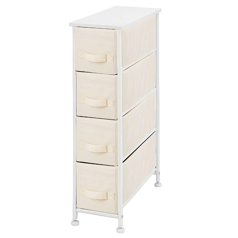 Mdesign Tall Slim Dresser Storage Cabinet Unit 4 Fabric Drawers Cream White~14284007$NOWA$