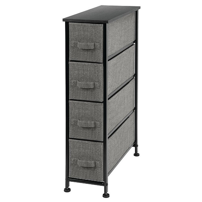 Mdesign Tall Slim Dresser Storage Cabinet Unit 4 Fabric Drawers Dk Gray Black~14284006$NOWA$