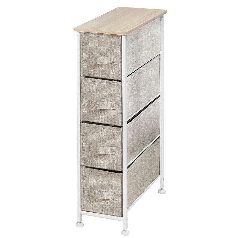 Mdesign Tall Slim Dresser Storage Cabinet Unit 4 Fabric Drawers Tan White~14313403$NOWA$