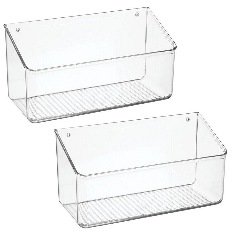 mDesign Wall Mount Plastic Home Storage Organizer Basket, Large, 2 Pack