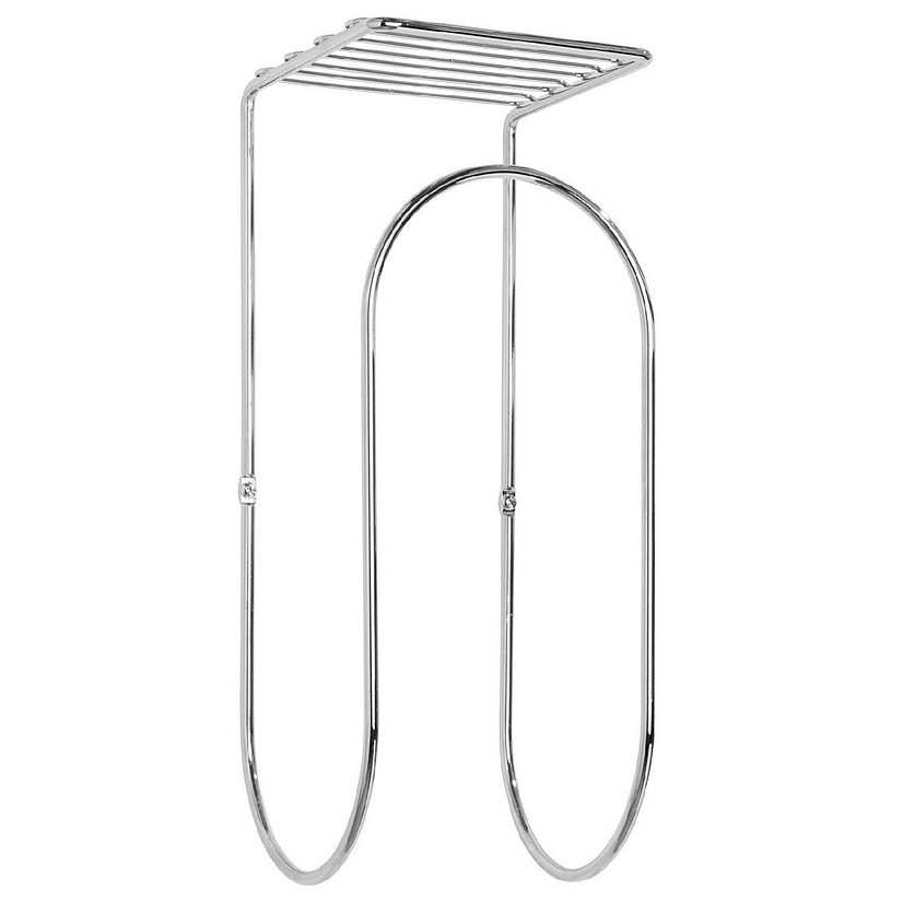 mDesign Wall Mount Towel Rack Holder Organizer with Storage Shelf Chrome