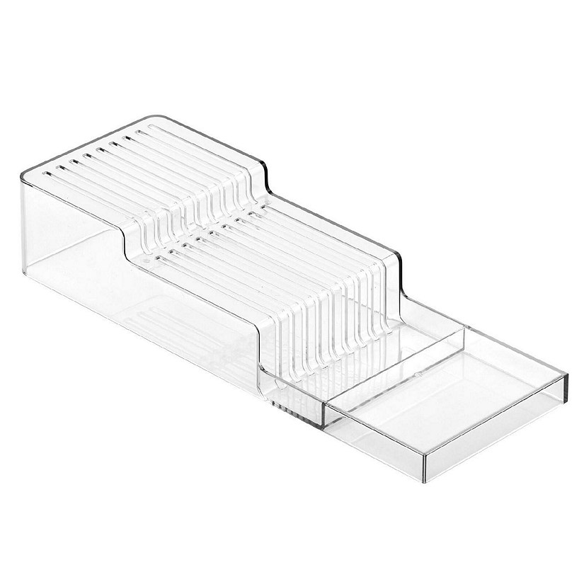 mDesign Wide 2-Tier Plastic In-Drawer Knife Block - Storage and Organizer  for Knives - Holds Up To 18 Knives - For Kitchen Drawers - Clear