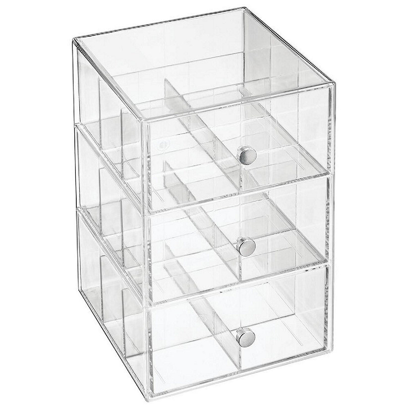 mDesign Plastic Kitchen Storage Tea Organizer, 3 Drawers - Clear