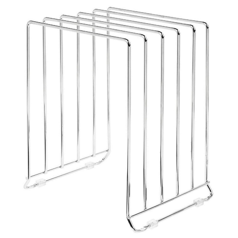 mDesign Steel Storage Tray Organizer Rack for Kitchen Cabinet - Chrome