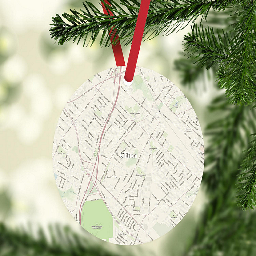 MDF Ornament Clifton New Jersey Map Image