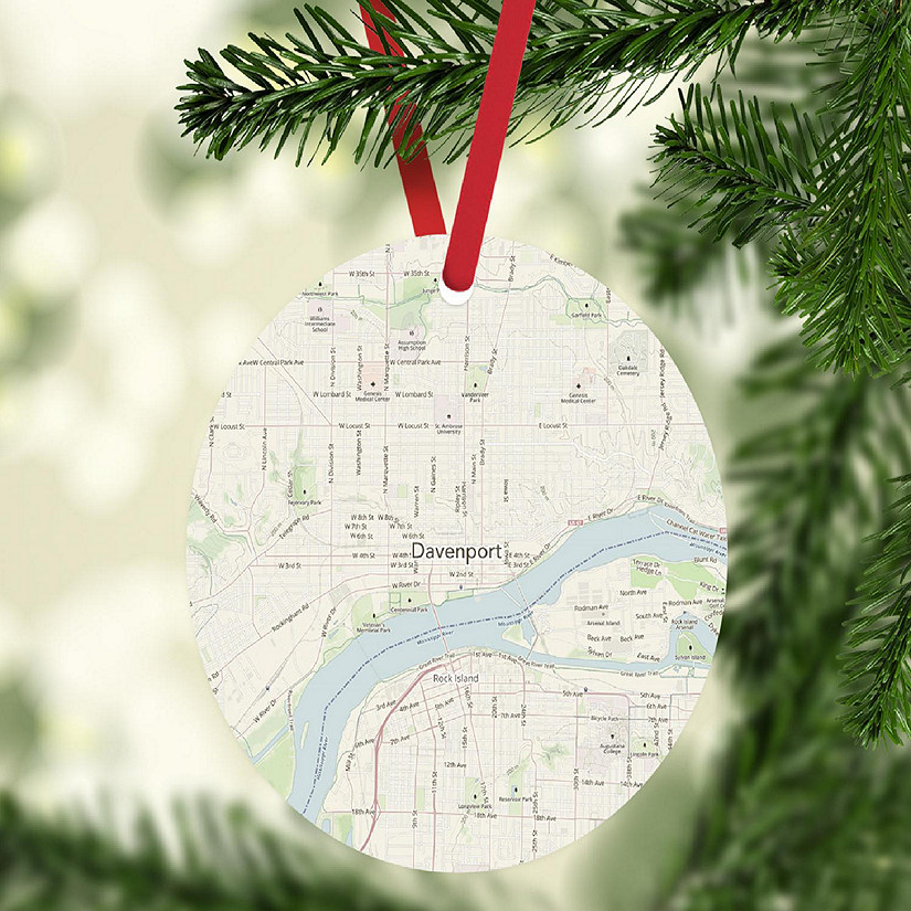 MDF Ornament Davenport Iowa Map Image