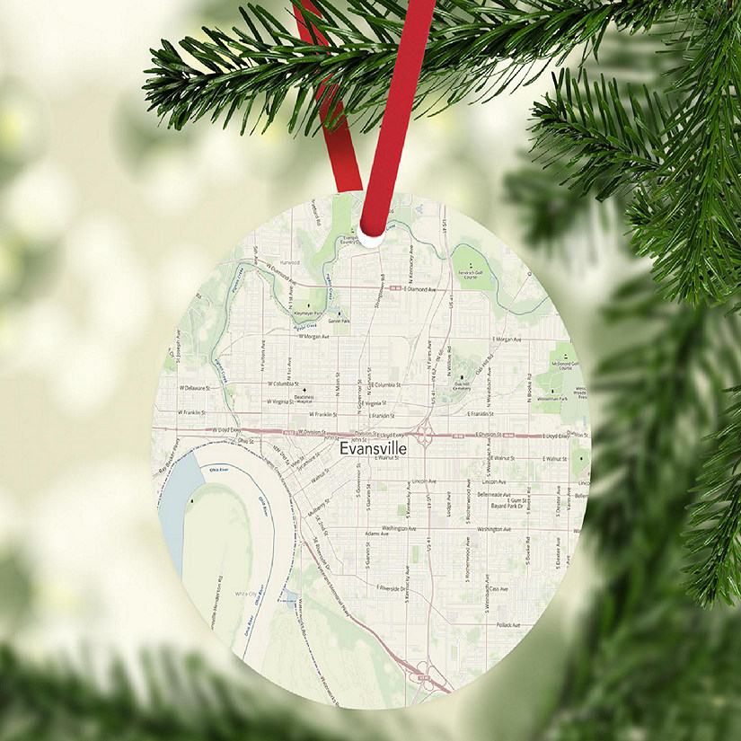 MDF Ornament Evansville Indiana Map Image