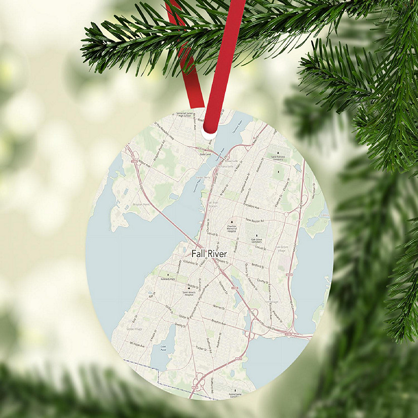 MDF Ornament FallRiver Massachusett Map Image
