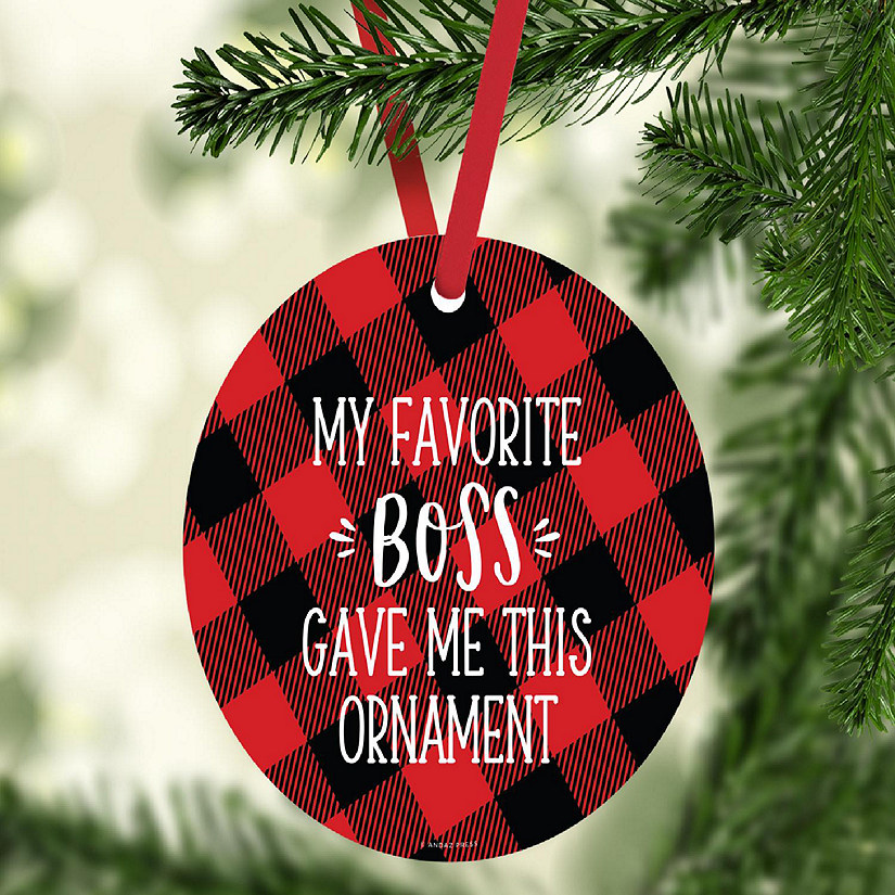 MDF Ornament Fav Boss - Red Plaid Image