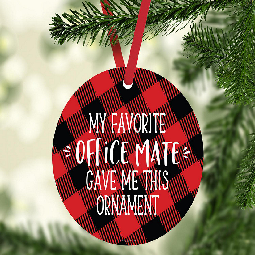 MDF Ornament Fav Office Mate - Red Plaid Image
