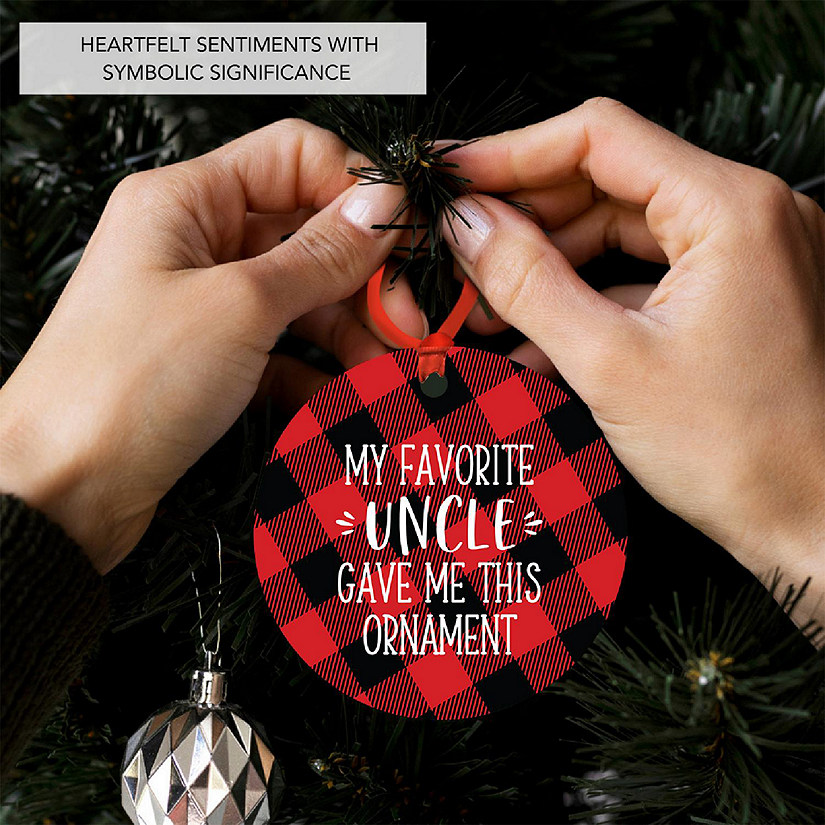 MDF Ornament Fav Uncle - Red Plaid Image