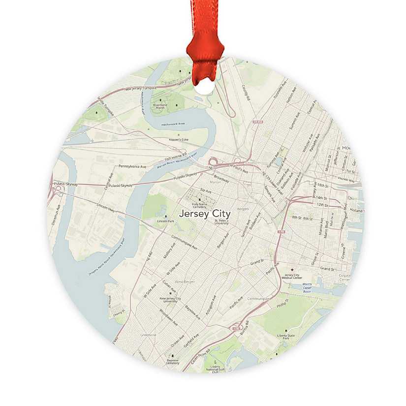 MDF Ornament Jersey City, New Jersey Map Image