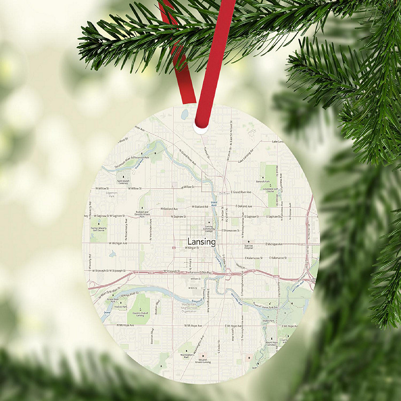 MDF Ornament Lansing Michigan Map Image