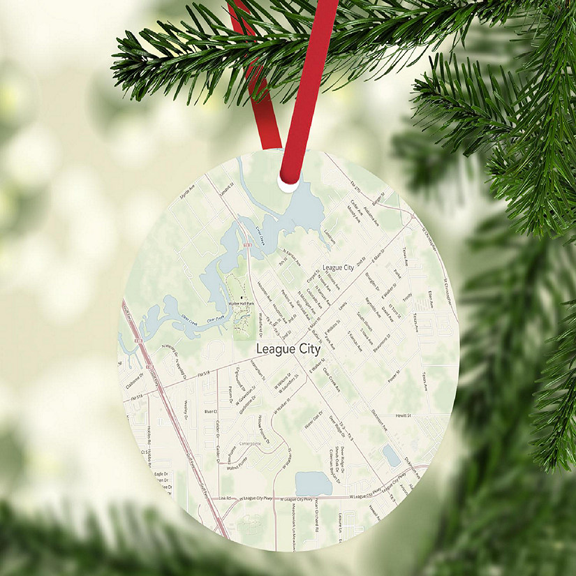MDF Ornament League City Texas Map Image