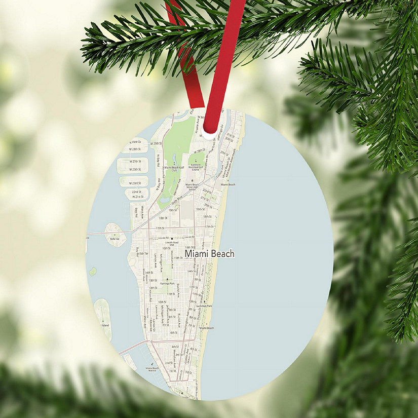 MDF Ornament Miami Beach Florida Map Image