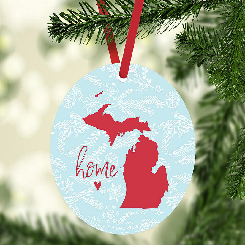 MDF Ornament Michigan Home Blue/Red Image
