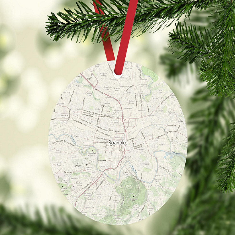 MDF Ornament Roanoke Virginia Map Image
