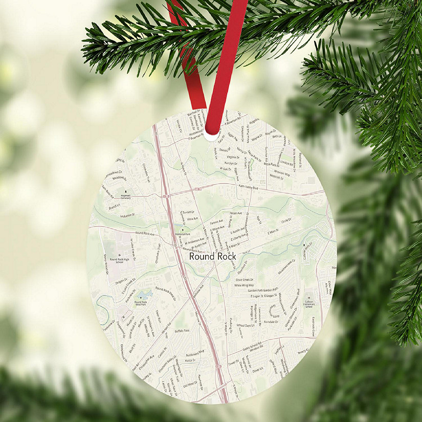 MDF Ornament Round Rock Texas Map Image