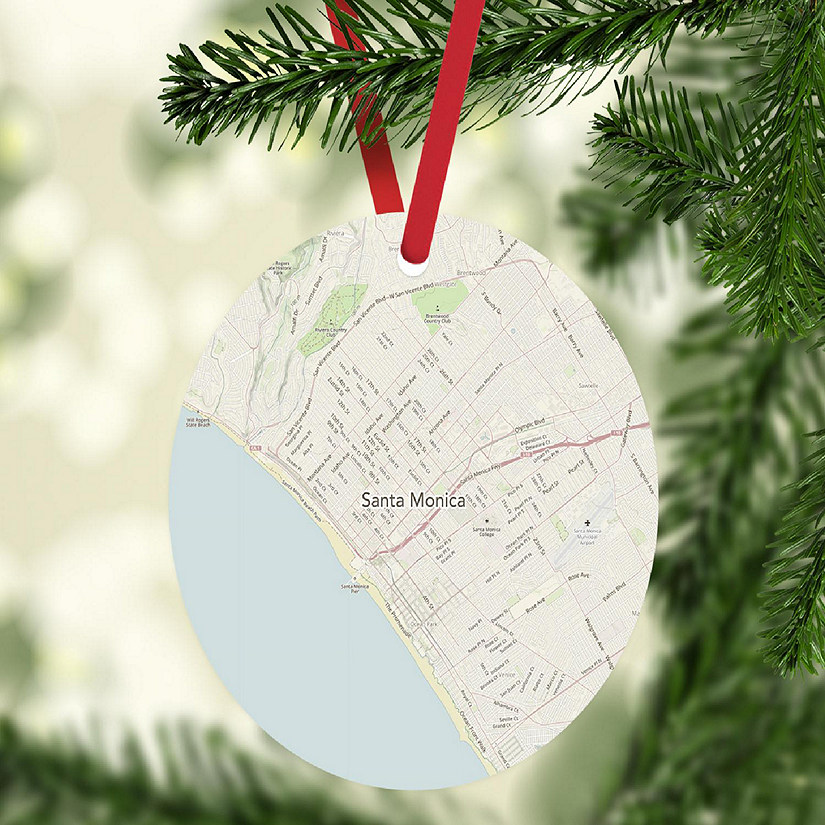 MDF Ornament Santa Monica Cali Map Image