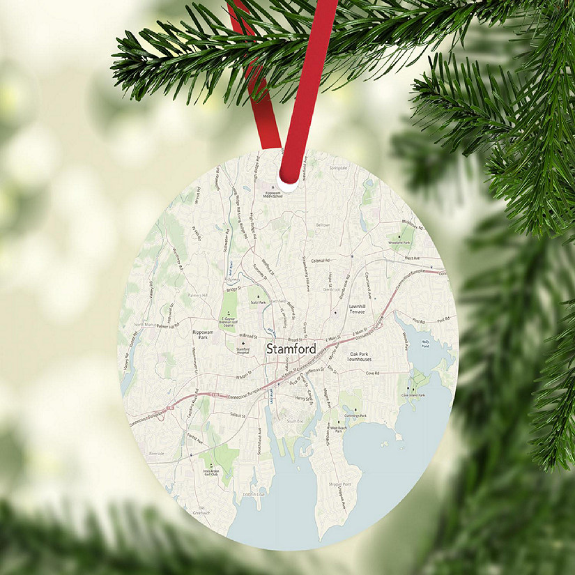 MDF Ornament Stamford Connecticut Map Image