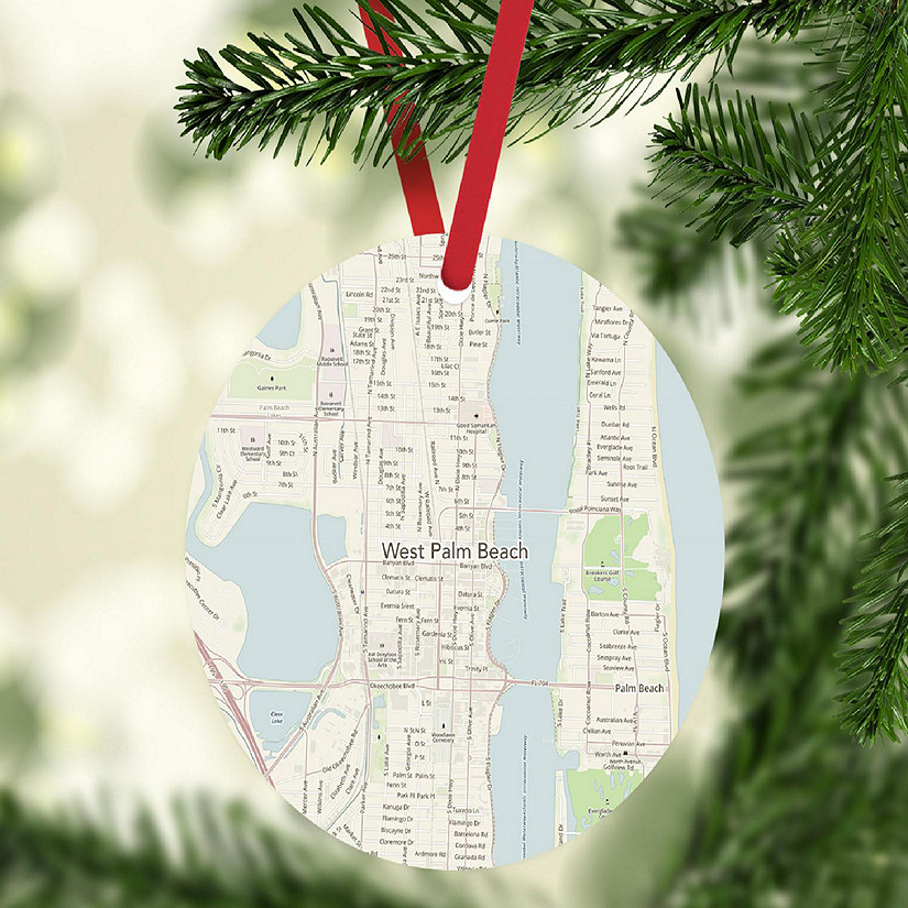 MDF Ornament W. Palm Beach Florida Map Image