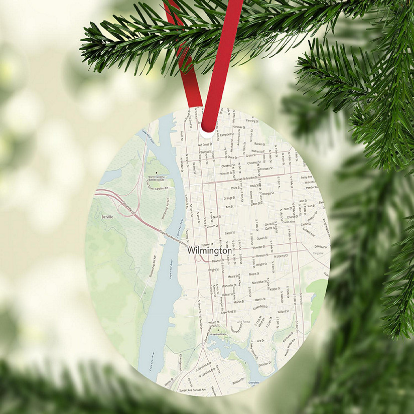 MDF Ornament Wilmington N. Carolina Map Image