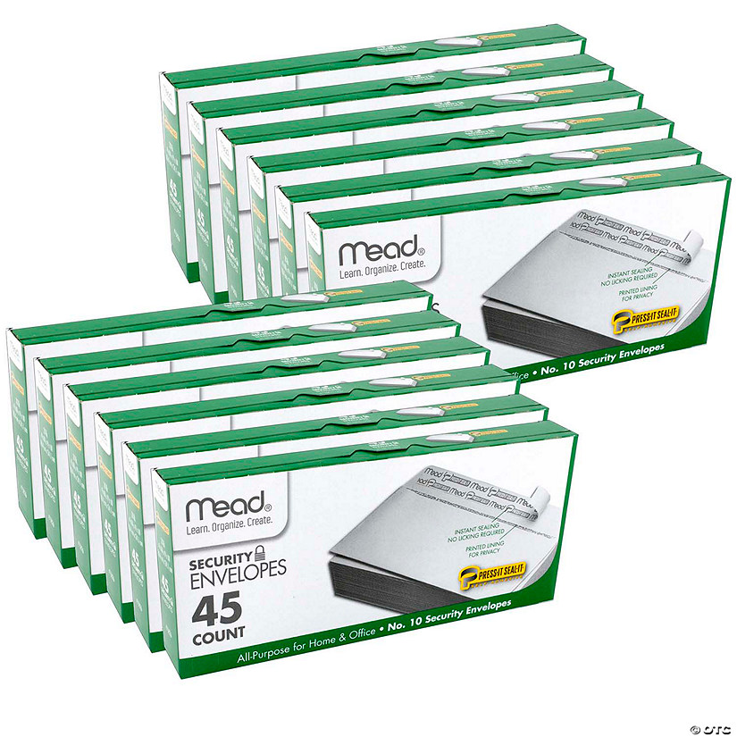 Mead Press-It Seal-It Security Envelopes, #10, 45 Per Box, 12 Boxes Image