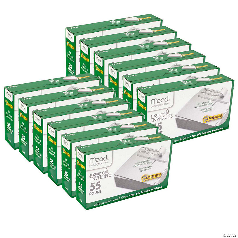 Mead Press-It Seal-It Security Envelopes, # 6 3/4, 55 Per Box, 12 Boxes Image