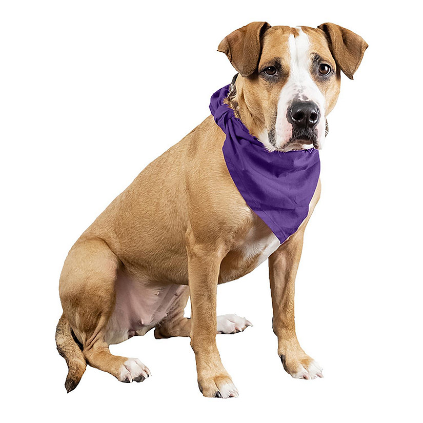 Mechaly 4 Pcs Plain Cotton Pets Dogs Bandana Triangle Shape  - Large & Washable (Purple) Image