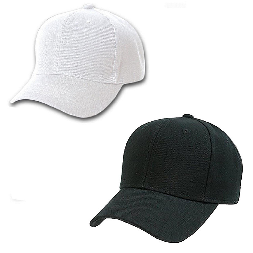 Mechaly Comfortable Solid Unisex Baseball Cap Hat - 2 Pack (Black and White) Image